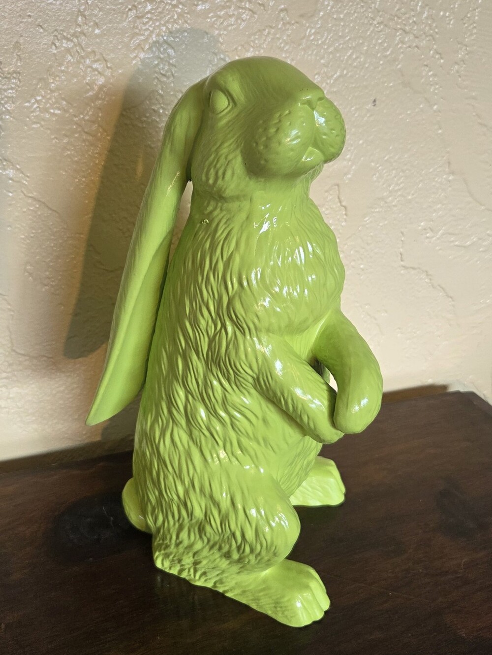 14 Inch Tall Lime Green Ceramic Floppy Ear Bunny